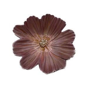 Mariposa Cosmos Pink Flower Glossy Metal 7" Serving/Display/Trinket Dish/Bowl